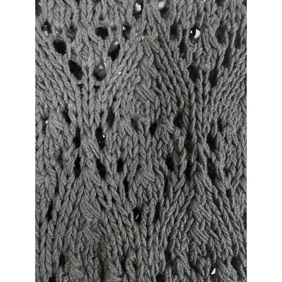 Sweater S Black Knit Cable Fisherman Old Money Preppy Neutral Boho Cropped 80s - Picture 2 of 7